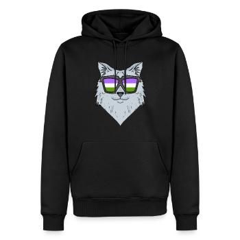 Genderqueer Chat Lgbt Chat Sibérien - Sweat à capuche Premium bio Homme - noir - Devant - Nico (187cm)