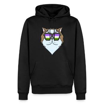 Genderqueer Chat Lgbt Chat Persan - Sweat à capuche Premium bio Homme - noir - Devant - Nico (187cm)
