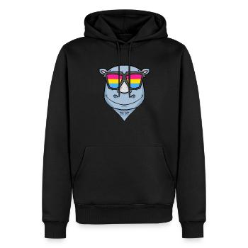 Rhinocéros pansexuel - Rhinocéros avec lunettes - Sweat à capuche Premium bio Homme - noir - Devant - Nico (187cm)