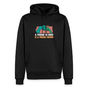 Cadeau d’amitié pour bon ami - Sweat à capuche Premium bio Homme - noir - Devant - Nico (187cm)