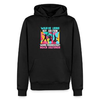 Cadeau d’amitié pour bon ami - Sweat à capuche Premium bio Homme - noir - Devant - Nico (187cm)