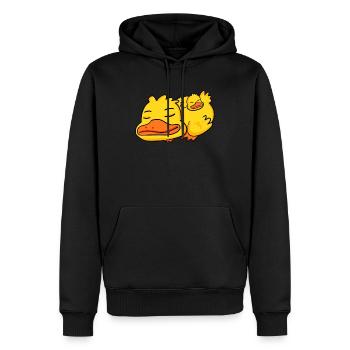 Ente Papa mit Baby Ente - Männer Premium Bio Hoodie - Schwarz - Vorne - Nico (187cm)