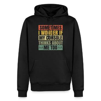 Drôle de console rétro Amateur de jeux vidéo Gaming - Sweat à capuche Premium bio Homme - noir - Devant - Nico (187cm)