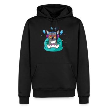 Chat de jeu Mignon Jouer Amateur de jeux vidéo Gaming - Sweat à capuche Premium bio Homme - noir - Devant - Nico (187cm)