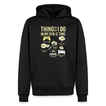 Temps libre Chose que je joue Jeu amateur de jeux vidéo - Sweat à capuche Premium bio Homme - noir - Devant - Nico (187cm)