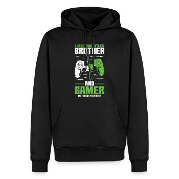 Two Titles Brother Gamer Video Game Lover Gaming - Männer Premium Bio Hoodie - Schwarz - Vorne - Nico (187cm)