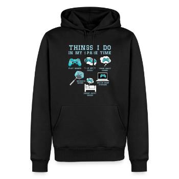 Temps libre Je joue à des jeux vidéo pour les amateurs de jeux - Sweat à capuche Premium bio Homme - noir - Devant - Nico (187cm)