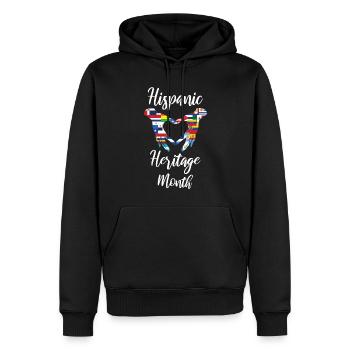 Drapeaux Hand Heart Mois du patrimoine hispanique - Sweat à capuche Premium bio Homme - noir - Devant - Nico (187cm)