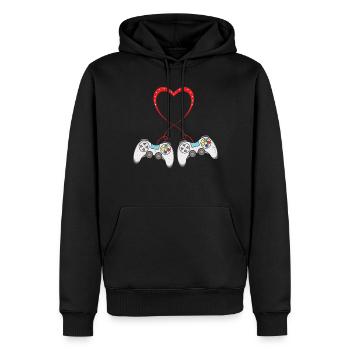 Love Controller Play Video Game Heart Gamer Gaming - Männer Premium Bio Hoodie - Schwarz - Vorne - Nico (187cm)