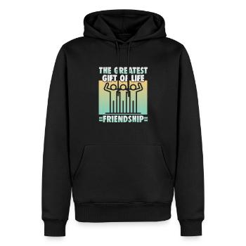 Cadeau d’amitié pour bon ami - Sweat à capuche Premium bio Homme - noir - Devant - Nico (187cm)