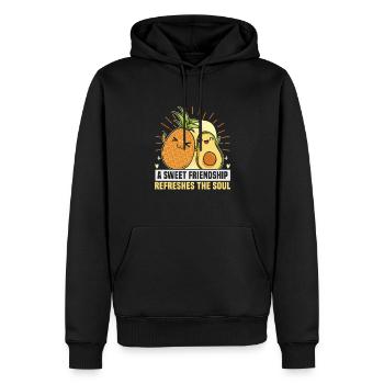Cadeau d’amitié pour bon ami - Sweat à capuche Premium bio Homme - noir - Devant - Nico (187cm)
