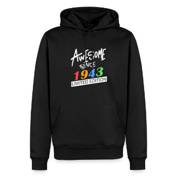 1943 - Jahrgang 1943 - Fantastisch seit 1943 - Männer Premium Bio Hoodie - Schwarz - Vorne - Nico (187cm)