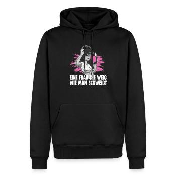 Schweißerin Spruch Design für Metallbauer - Männer Premium Bio Hoodie - Schwarz - Vorne - Nico (187cm)