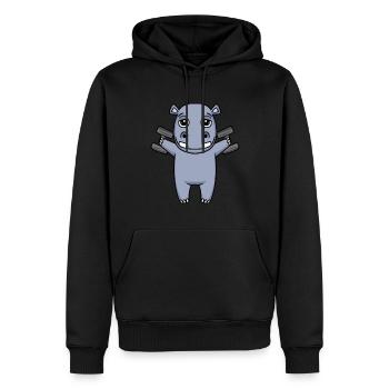 Bodybuilder Hippo Fitness Motivation Cadeau - Sweat à capuche Premium bio Homme - noir - Devant - Nico (187cm)
