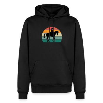 Cavalière cavalière équitation poney écurie - Sweat à capuche Premium bio Homme - noir - Devant - Nico (187cm)