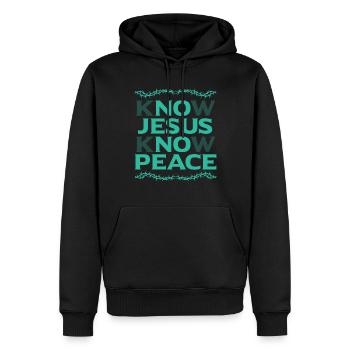 Pas de Jésus Pas de Paix Seigneur Dieu Pasteur Chrétien - Sweat à capuche Premium bio Homme - noir - Devant - Nico (187cm)