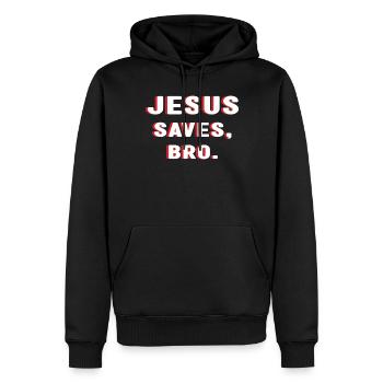Amour Jésus sauve Frère Seigneur Dieu Pasteur chrétien - Sweat à capuche Premium bio Homme - noir - Devant - Nico (187cm)