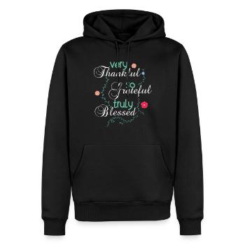 Reconnaissant Reconnaissant Pasteur chrétien béni Jésus - Sweat à capuche Premium bio Homme - noir - Devant - Nico (187cm)