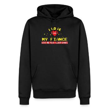J’aime quand mon fiancé joue aux jeux vidéo amateurs de jeux - Sweat à capuche Premium bio Homme - noir - Devant - Nico (187cm)
