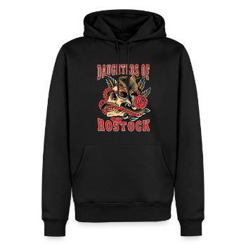 Rostock Power-Frau daughters of Rostock - Männer Premium Bio Hoodie - Schwarz - Vorne - Nico (187cm)