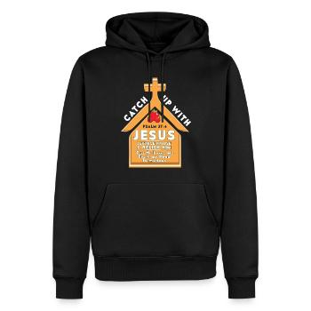 Catch Up With Jesus Christian - Männer Premium Bio Hoodie - Schwarz - Vorne - Nico (187cm)