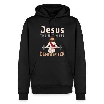 Drôle Christ Cross Amour Jésus Lifter Christian - Sweat à capuche Premium bio Homme - noir - Devant - Nico (187cm)