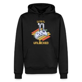 Retro Video Game Lover Age 11 Level Unlocked - Männer Premium Bio Hoodie - Schwarz - Vorne - Nico (187cm)