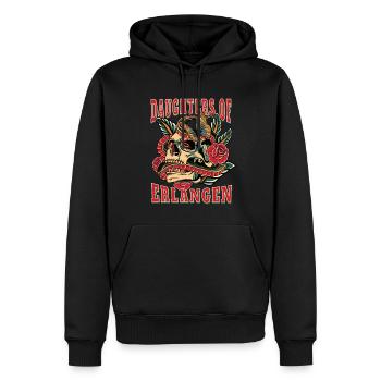 Erlangen Power-Frau daughters of Erlangen - Männer Premium Bio Hoodie - Schwarz - Vorne - Nico (187cm)