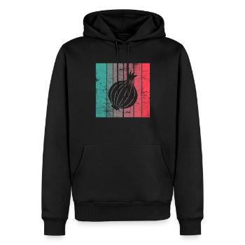 Onion Lover Retro Vegetables Vegan Gift idea - Männer Premium Bio Hoodie - Schwarz - Vorne - Nico (187cm)