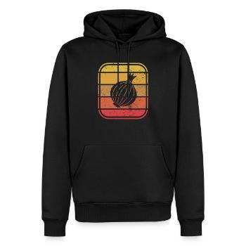 Onion Lover Retro Vegetables Vegan Gift idea - Männer Premium Bio Hoodie - Schwarz - Vorne - Nico (187cm)