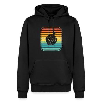 Onion Lover Retro Vegetables Vegan Gift idea - Männer Premium Bio Hoodie - Schwarz - Vorne - Nico (187cm)