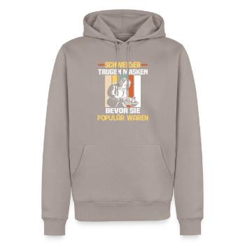 Schweißer Spruch Design für Metallbauer - Männer Premium Bio Hoodie - Taupe - Vorne - Nico (187cm)