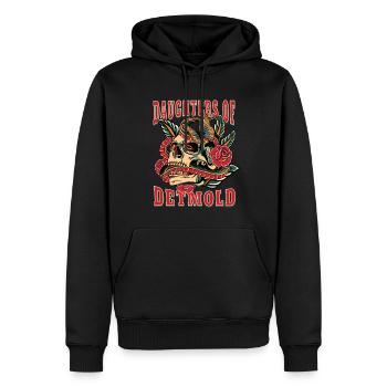 Detmold Frau Geschenk daughters of Detmold Frauen - Männer Premium Bio Hoodie - Schwarz - Vorne - Nico (187cm)