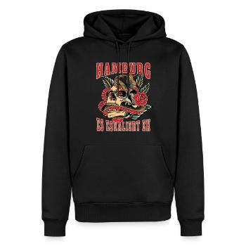 Hamburg Frau Geschenk es eskaliert eh Hamburg Fan - Männer Premium Bio Hoodie - Schwarz - Vorne - Nico (187cm)