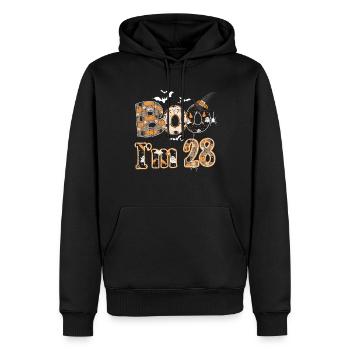 Halloween Pattern Ghost Creatures Birth Age 28 - Men’s Premium Organic Hoodie - black - Front - Nico (187cm)