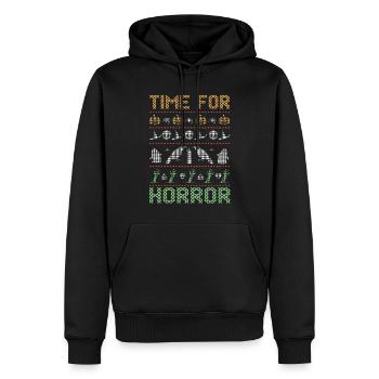 Stitch Pattern Horreur Créatures Halloween - Sweat à capuche Premium bio Homme - noir - Devant - Nico (187cm)