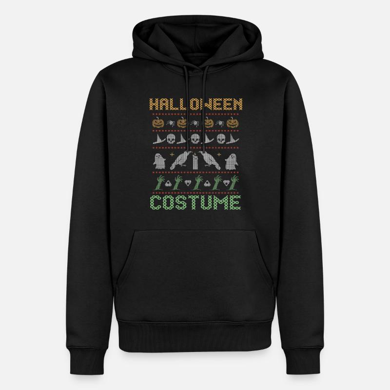 Stitch Pattern Horror Scary Creatures Halloween - Männer Premium Bio Hoodie - Schwarz