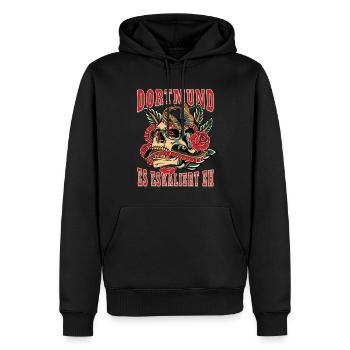 Dortmund Frau Geschenk es eskaliert eh D Frauen - Männer Premium Bio Hoodie - Schwarz - Vorne - Nico (187cm)