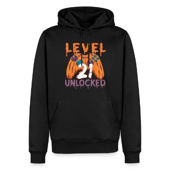 Halloween Pattern Pumpkin Game Gamer Birth Age 21 - Men’s Premium Organic Hoodie - black - Front - Nico (187cm)