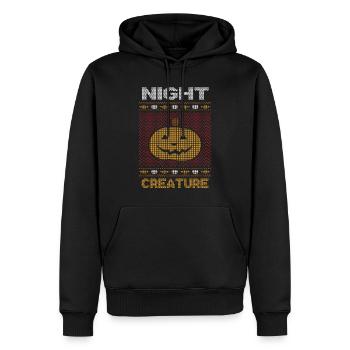 Stitch Pattern Citrouille Nuit Créature Halloween - Sweat à capuche Premium bio Homme - noir - Devant - Nico (187cm)