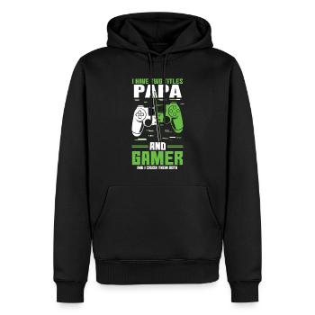 Two Titles Papa Gamer Video Game Lover Gaming - Männer Premium Bio Hoodie - Schwarz - Vorne - Nico (187cm)