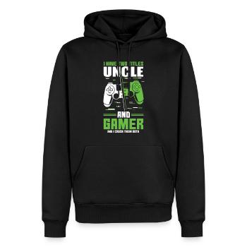 Two Titles Uncle Gamer Video Game Lover Gaming - Männer Premium Bio Hoodie - Schwarz - Vorne - Nico (187cm)