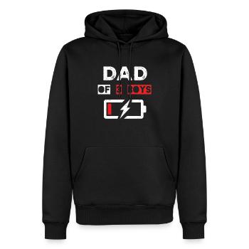 Batterie Papa De Trois Garçons Bonne Fête des Pères - Sweat à capuche Premium bio Homme - noir - Devant - Nico (187cm)