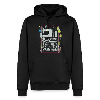 Les tailleurs aiment coudre avec la machine à coudre - Sweat à capuche Premium bio Homme - noir - Devant - Nico (187cm)