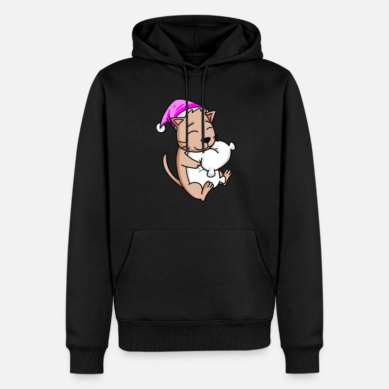 Chat avec oreiller - Sweat à capuche Premium bio Homme - noir