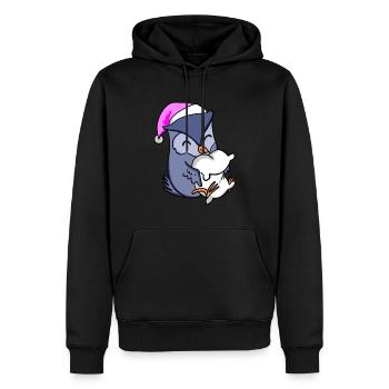 Hibou avec oreiller et bonnet de couchage - Sweat à capuche Premium bio Homme - noir - Devant - Nico (187cm)