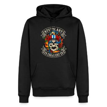 Stuttgart Biker Geschenk es eskaliert eh Stuttgart - Männer Premium Bio Hoodie - Schwarz - Vorne - Nico (187cm)