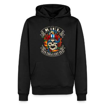 Kiel biker cadeau il escalade de toute façon Kiel - Sweat à capuche Premium bio Homme - noir - Devant - Nico (187cm)