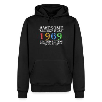 1969 - Né en 1969 - Sweat à capuche Premium bio Homme - noir - Devant - Nico (187cm)
