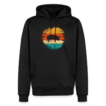 Pig Animal Retro Pet Farm Gift idea - Men’s Premium Organic Hoodie - black - Front - Nico (187cm)